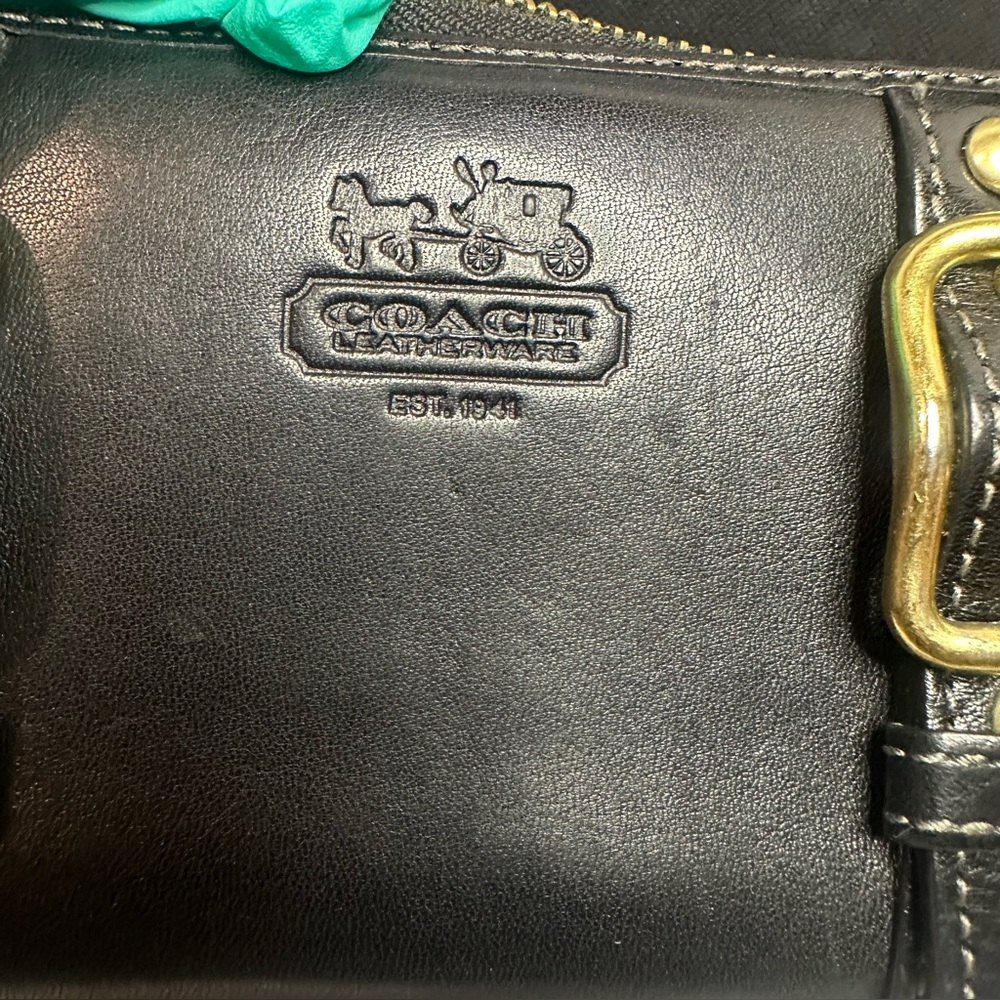 Coach Black Leather Wallet with Gold Accents - Picture 4 of 13